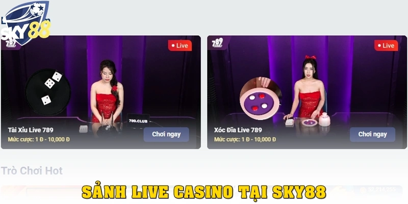 Sảnh Casino Live tại Sky88